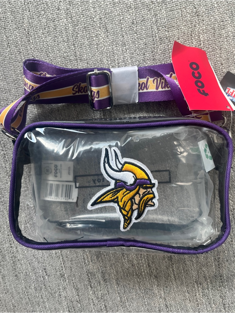 New NFL Minnesota Vikings Clear Crossbody Bag with Logo and SKOL Vikings